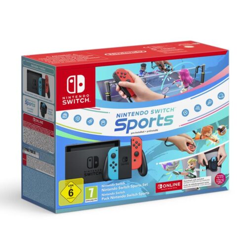 Pack Console Nintendo Switch Néon Switch Sports + 12mois d’abonnement Nintendo Switch Online