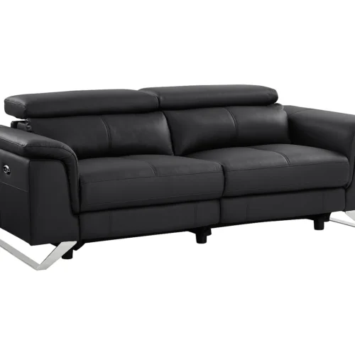 Canapé 3 places relax électrique en cuir de vachette noir BREYT II