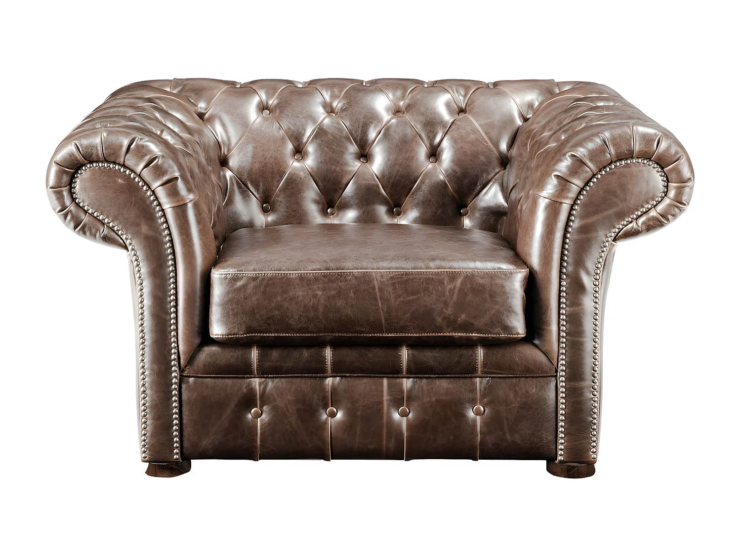 Fauteuil chesterfield CLOTAIRE 100% cuir vieilli – Image 2