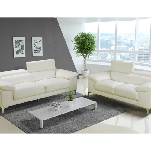 Canapé 2 places en cuir SOLANGE – Blanc