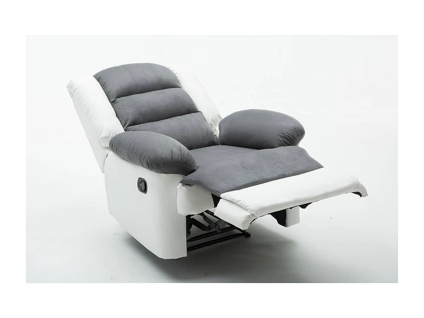 Fauteuil relax "Buckingham" - 85 x 93 x 100 cm - Blanc / Gris clair – Image 4