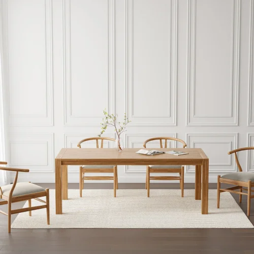 Chaise en teck et tissu – Naturel et Beige – POGIANA