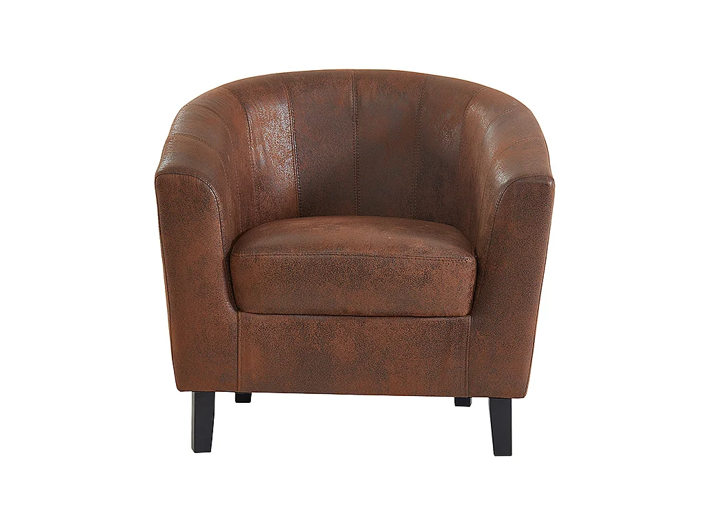 Fauteuil cabriolet en microfibre vieillie marron CRISTOBAL II – Image 2