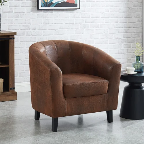 Fauteuil cabriolet en microfibre vieillie marron CRISTOBAL II