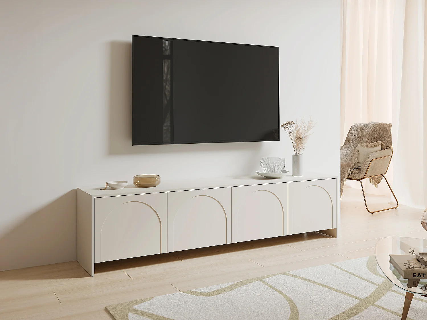 Meuble TV avec 4 portes - Beige - NALYRA de Maison Céphy