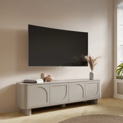 Meuble TV avec 4 portes – Taupe – BRISTANA