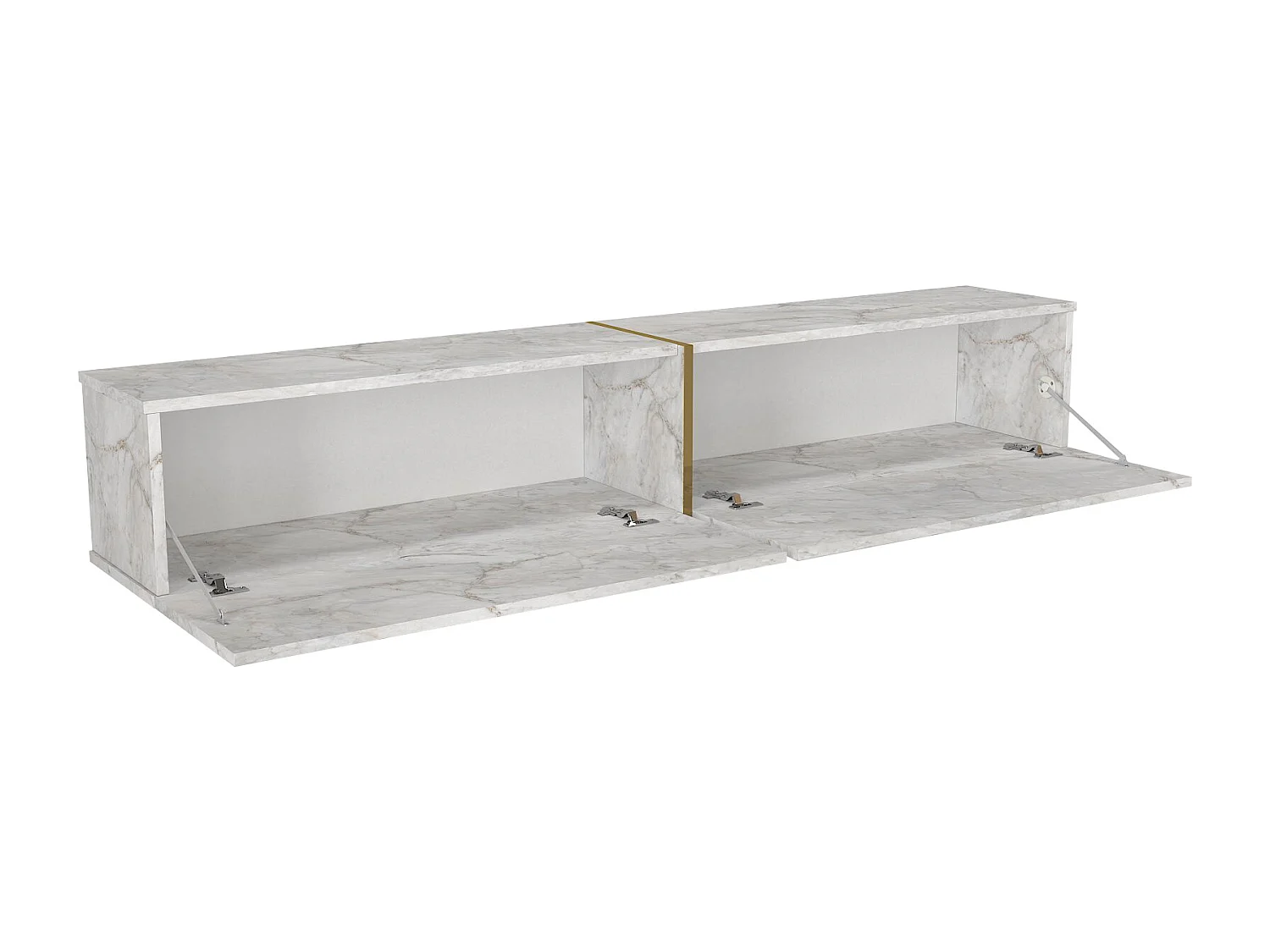 Meuble TV suspendu avec 2 portes - Effet marbre blanc - DINOMA – Image 4