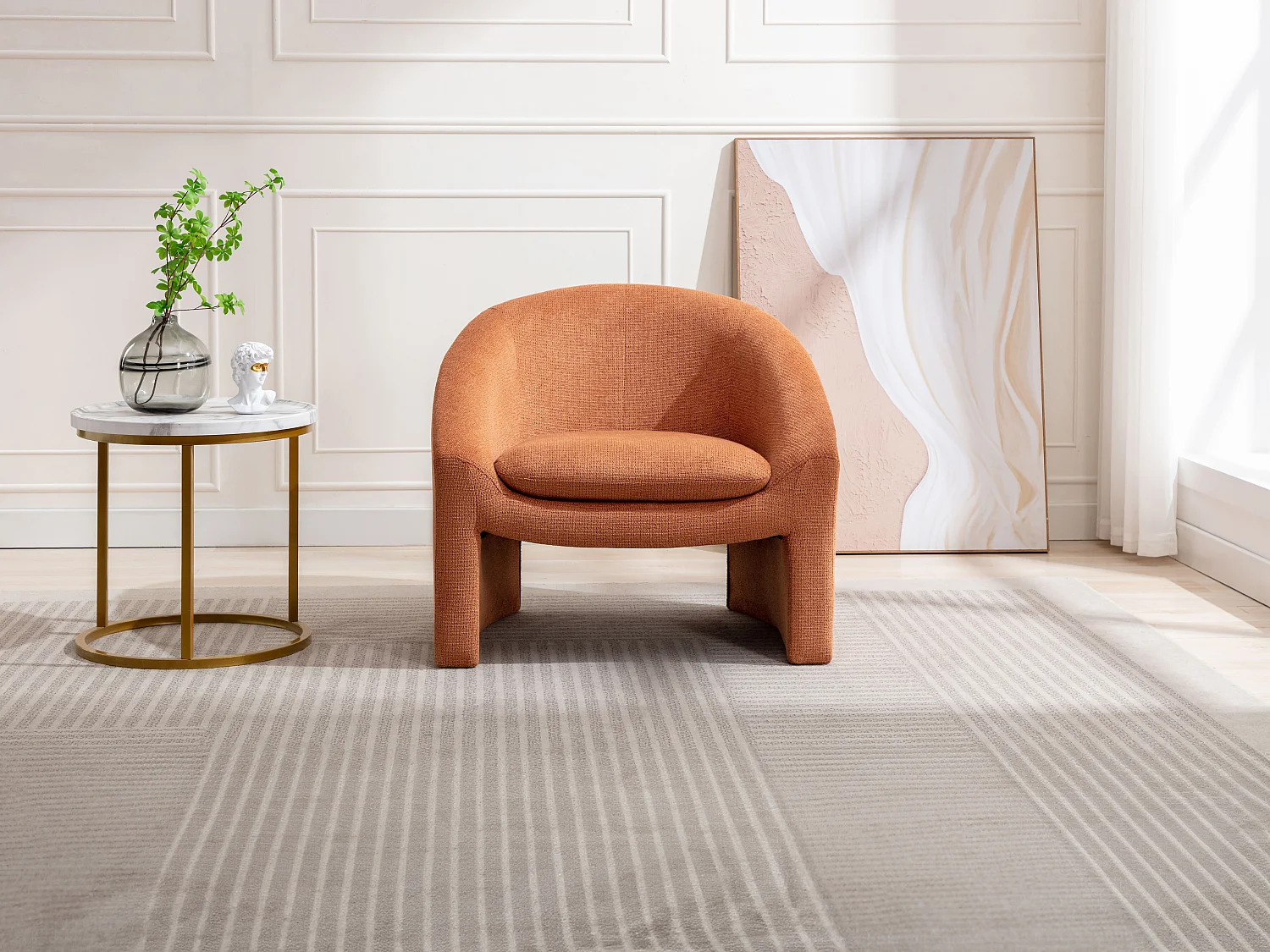 Fauteuil en tissu terracotta OSSANA – Image 6
