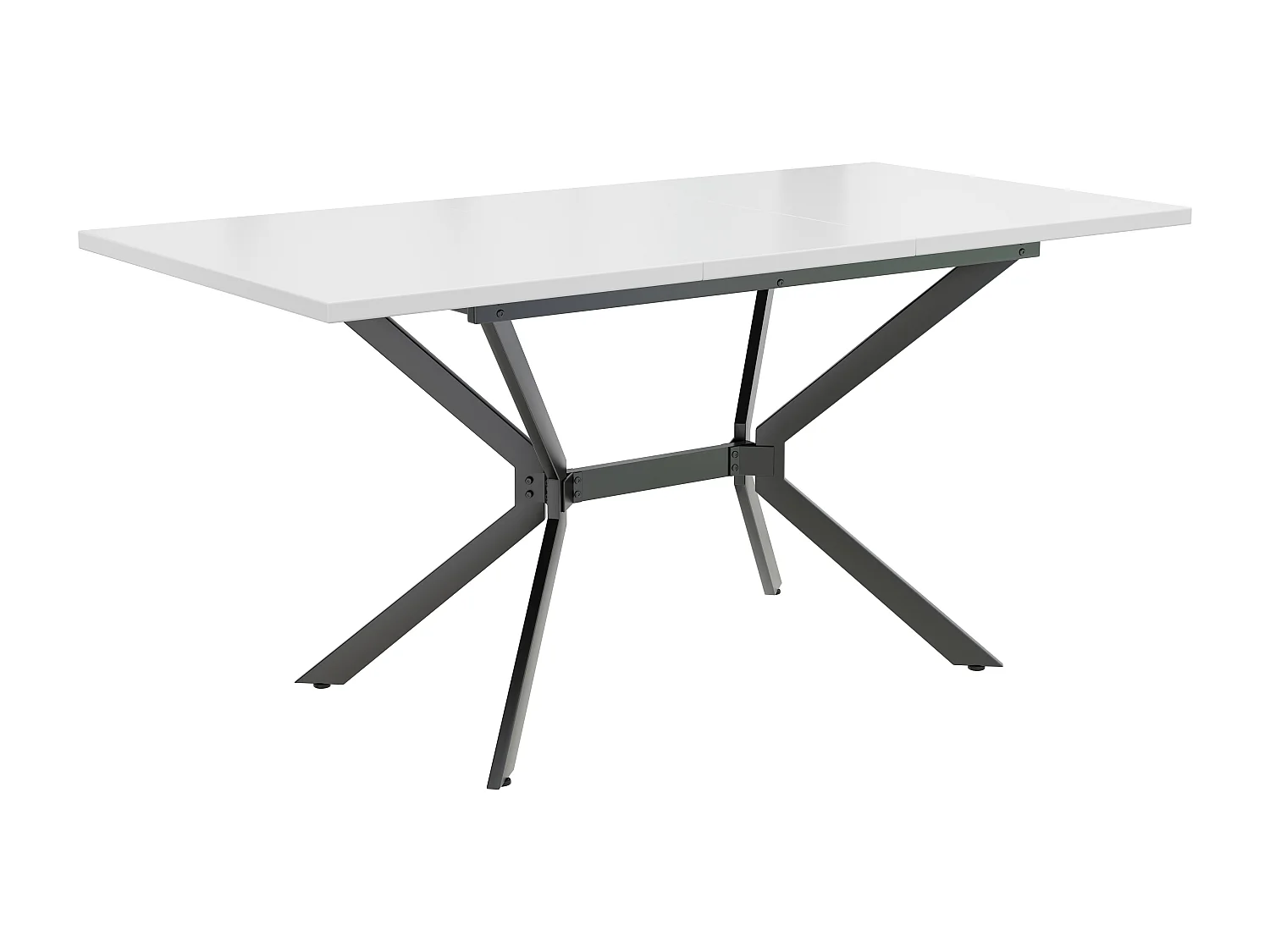 Table à manger extensible 4 à 6 personnes en MDF et métal - Blanc & Noir – Image 3